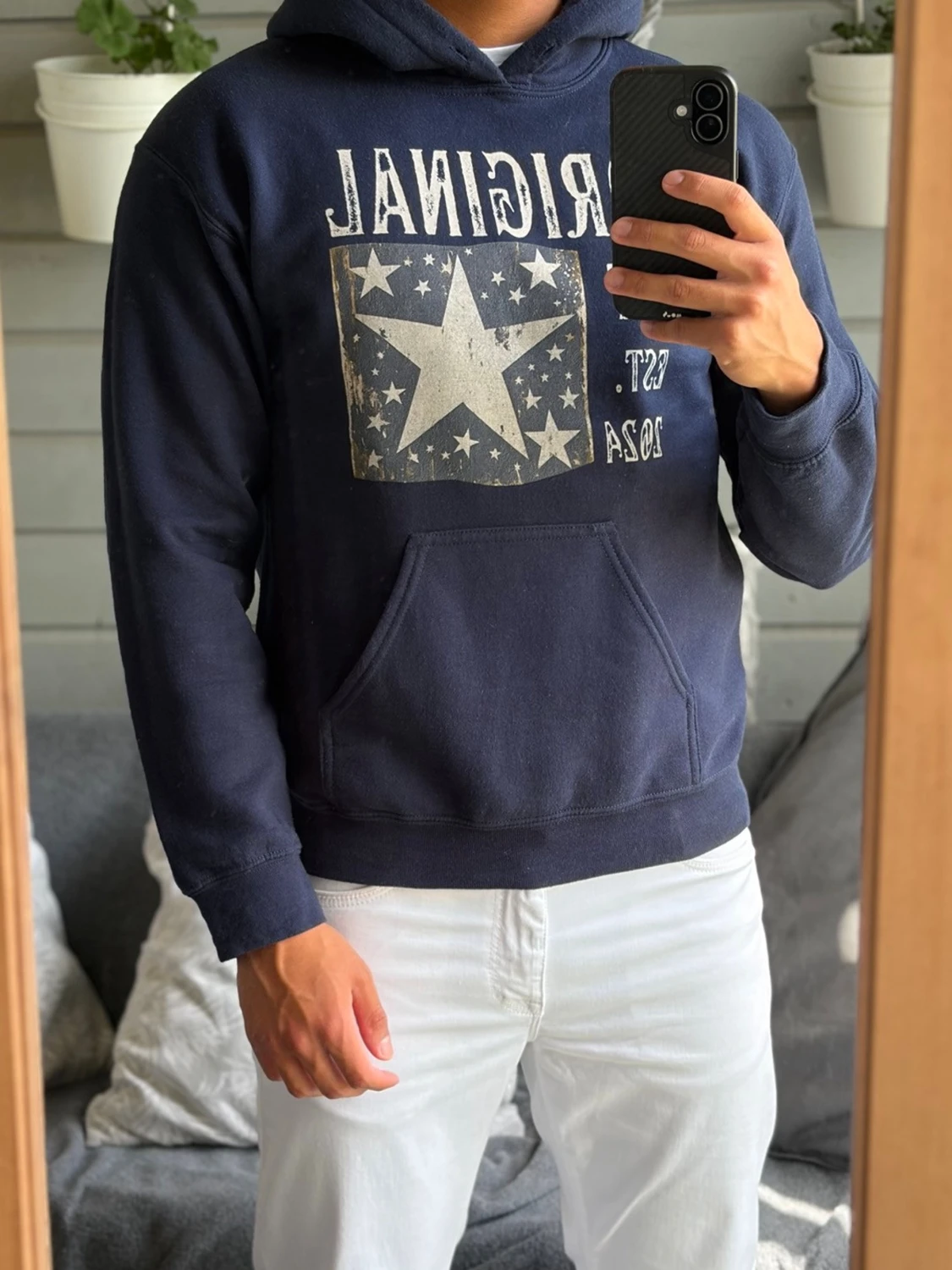 Hoodie mörkblå - 1