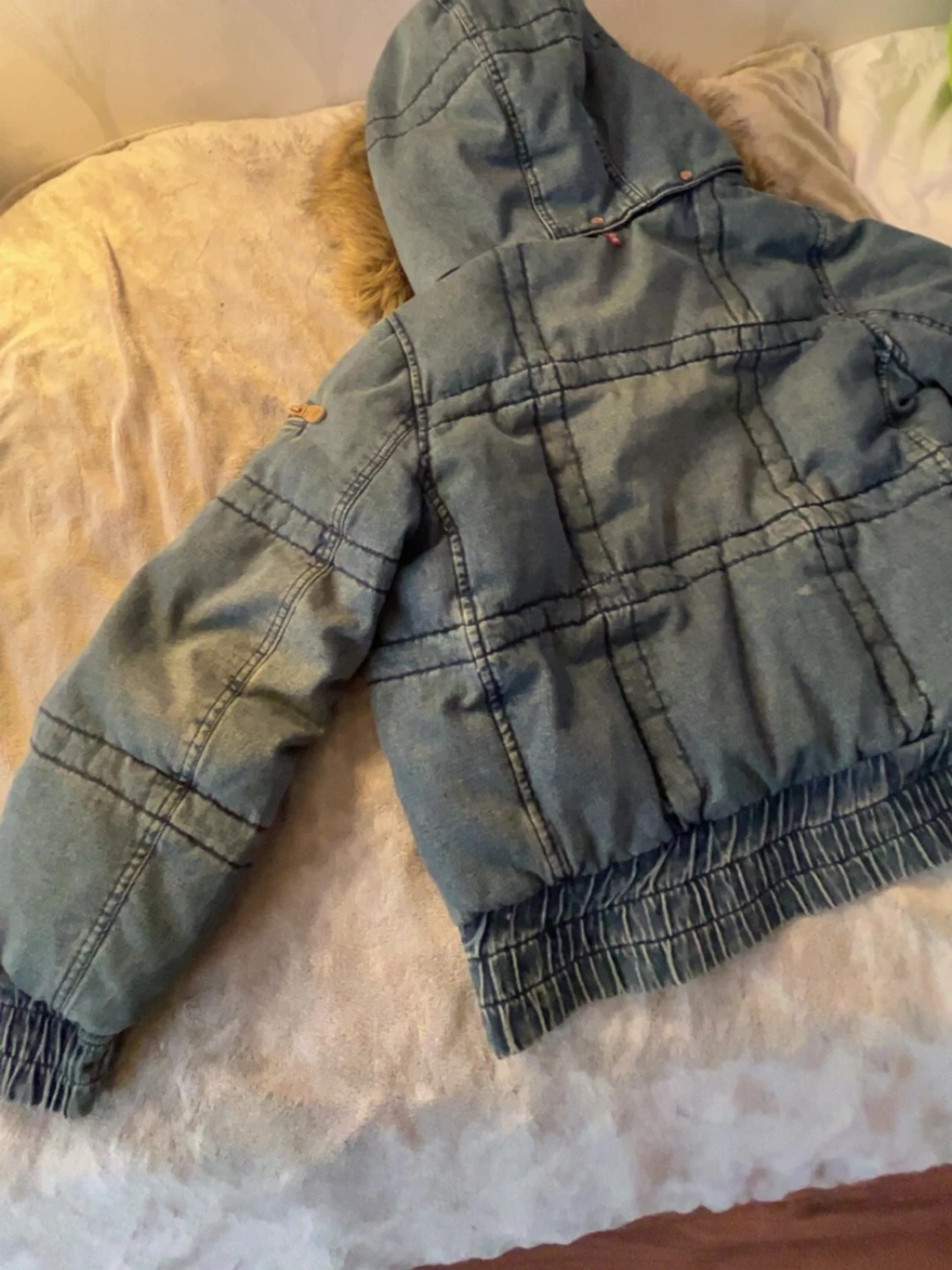 Ecko Red jeansjacka med fuskpäls - 2