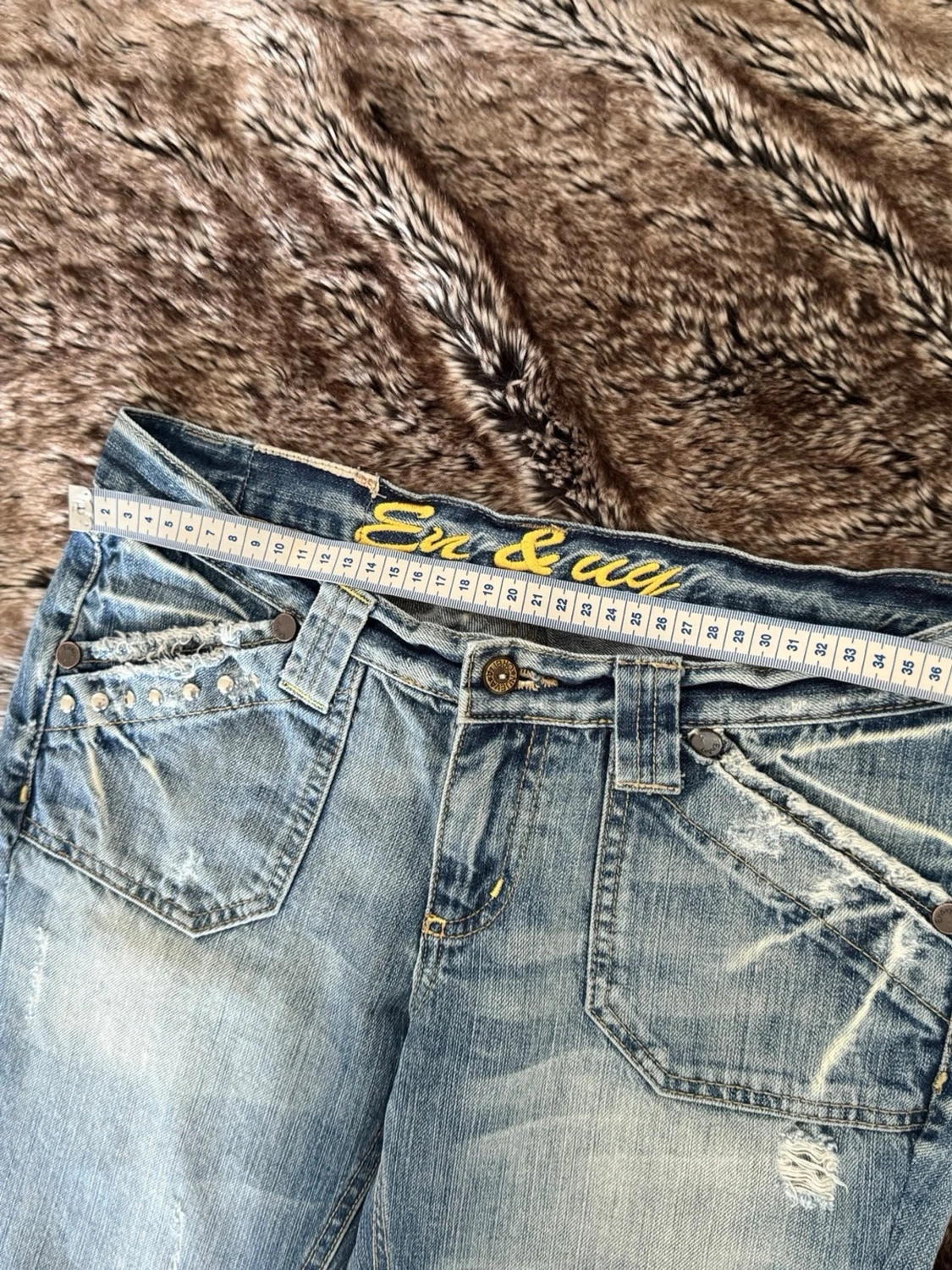 Blå bootcut jeans med nitar - 5