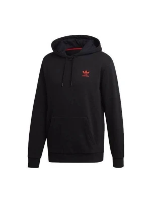 Svart hoodie från Adidas med röd logga - Svart hoodie med röd Adidas-logga på bröstet och en ficka på magen.