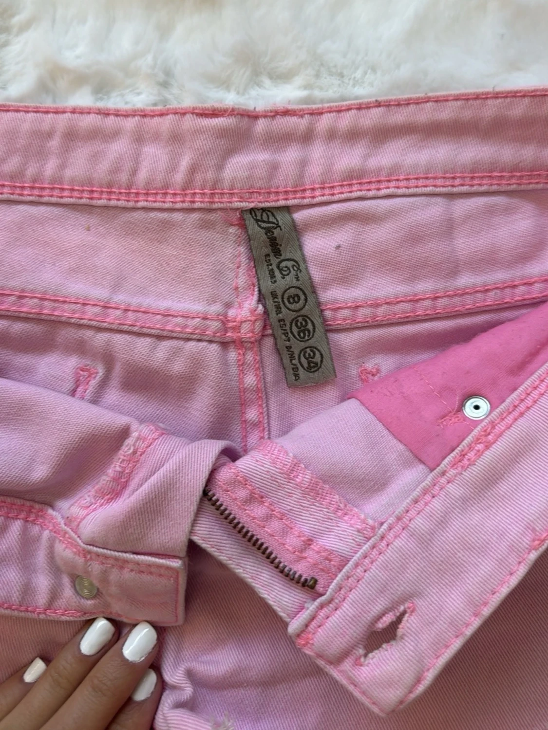 Ljusrosa jeansshorts - 2