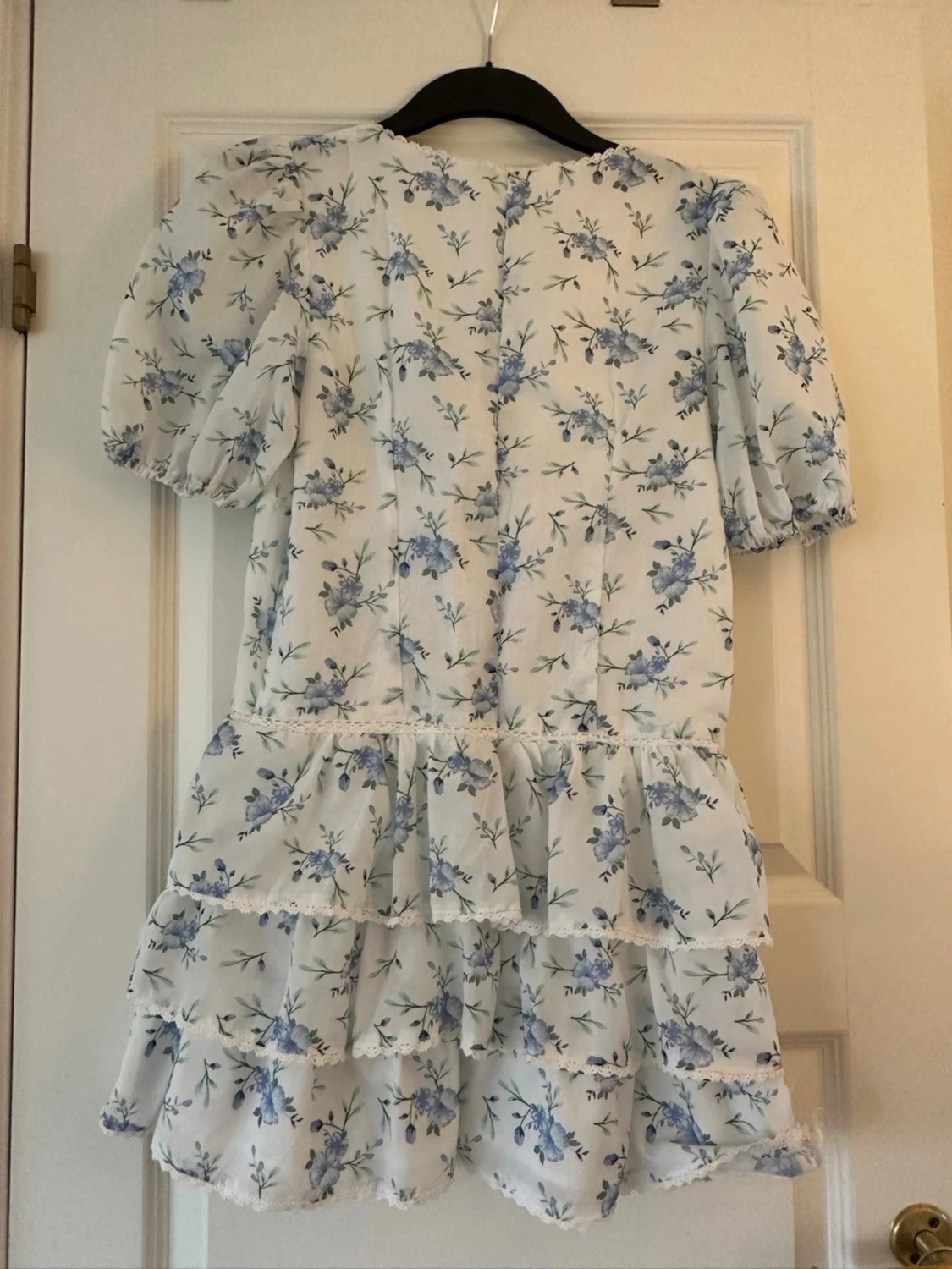 Zara Vit blommig volangklänning klänning Stl s  - 4