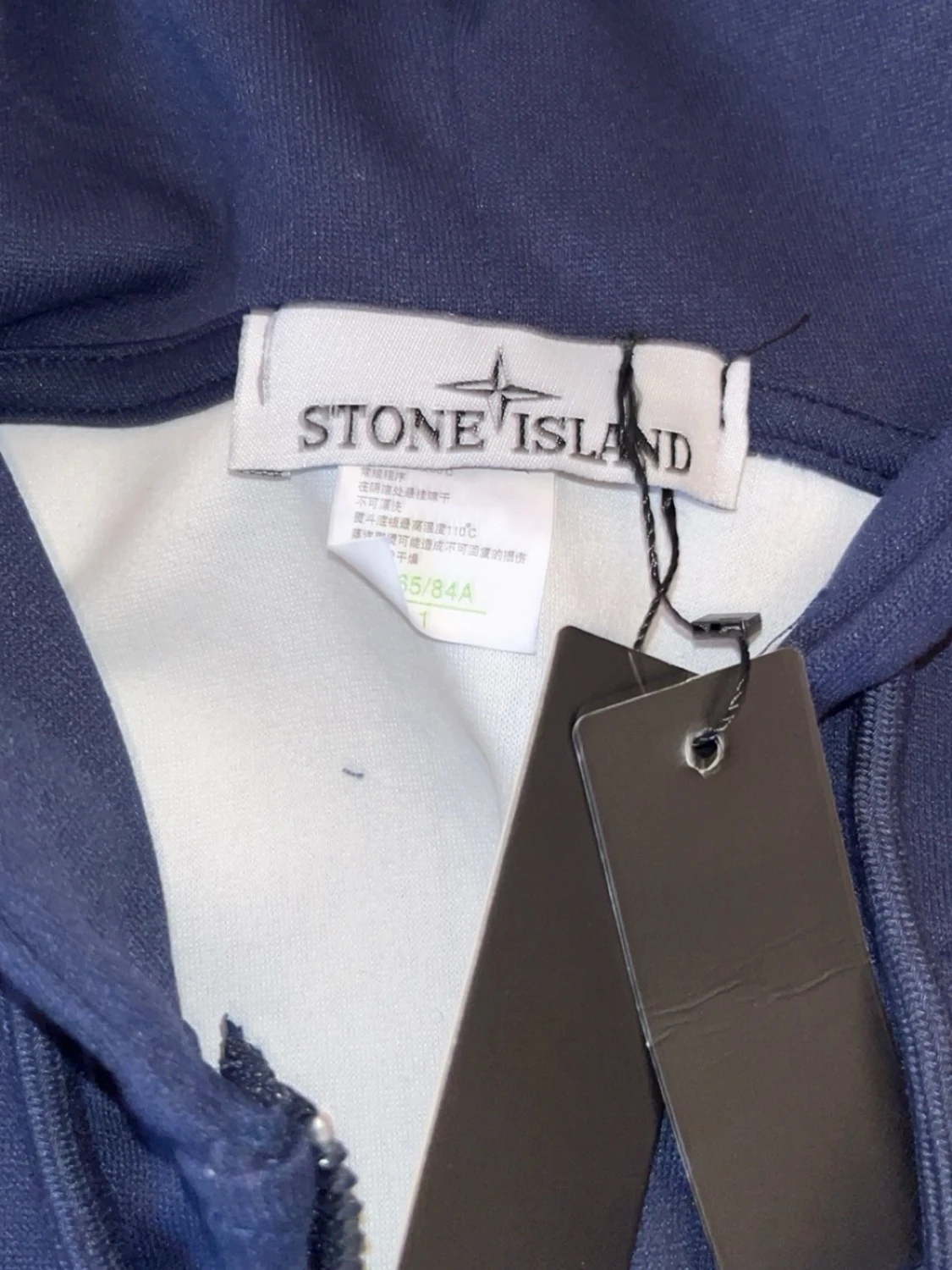 Mörkblå zip hoodie med huva - 3