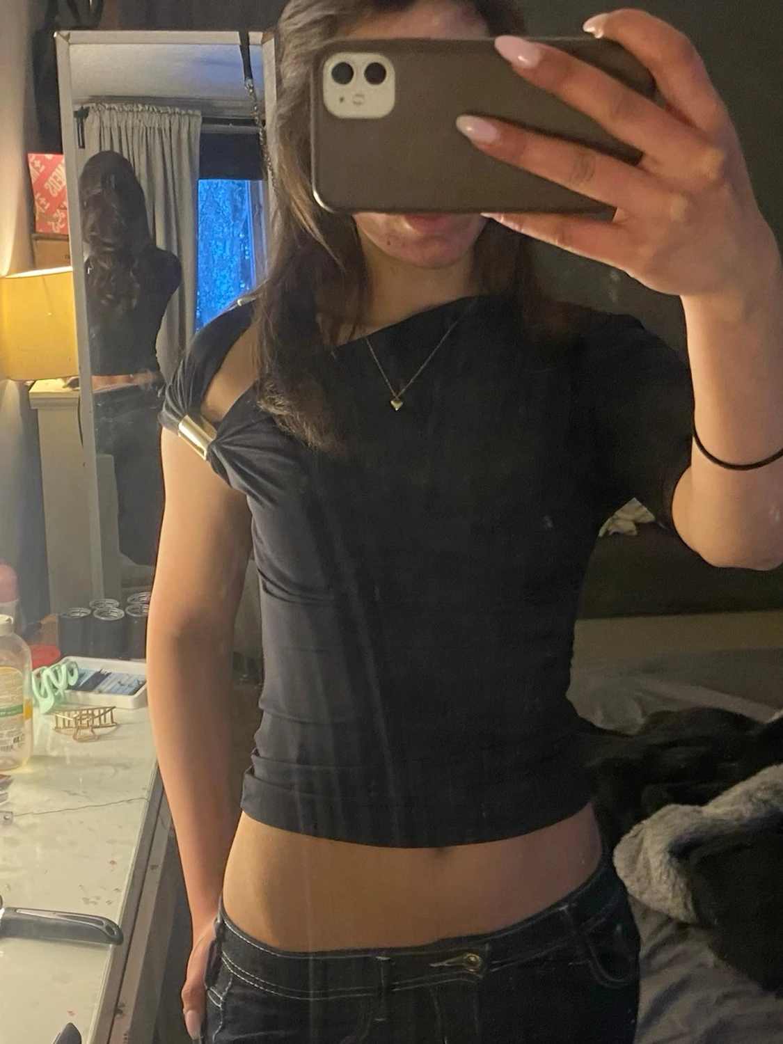 Svart oneshoulder topp - 2