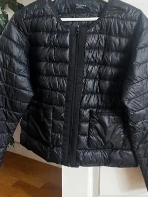 Svart dunjacka från Mango - Snygg svart dunjacka från Mango med quiltad design och rund halsringning. Jackan har dragkedja framtill och två stora fickor. Perfekt för kalla vinterdagar och enkel att matcha med olika outfits.