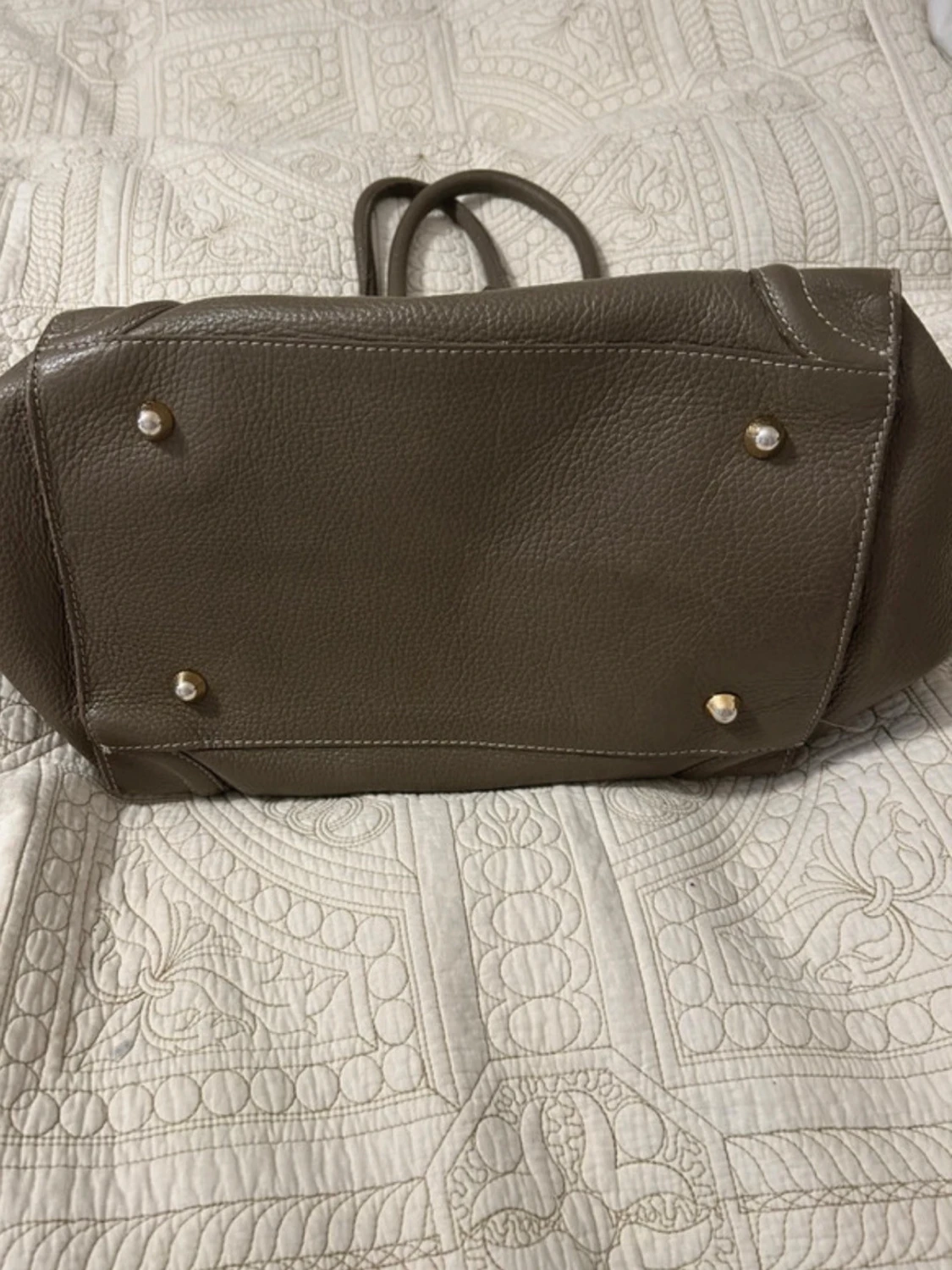 Grågrön handväska i skinn - 3