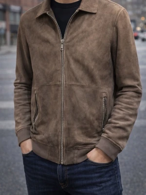 Zara mockajacka – brun suede look - Stilren jacka från Zara i brun mocka-look (suede). Klassisk design med dragkedja och sidofickor som ger en clean och tidlös stil.  Perfekt som lätt jacka till vår/höst eller svalare sommarkvällar.  Regular fit – sitter snyggt och stilrent. Passar perfekt till jeans och sneakers för en enkel men snygg outfit.  Riktigt clean piece med premium känsla, den är äkta läder.