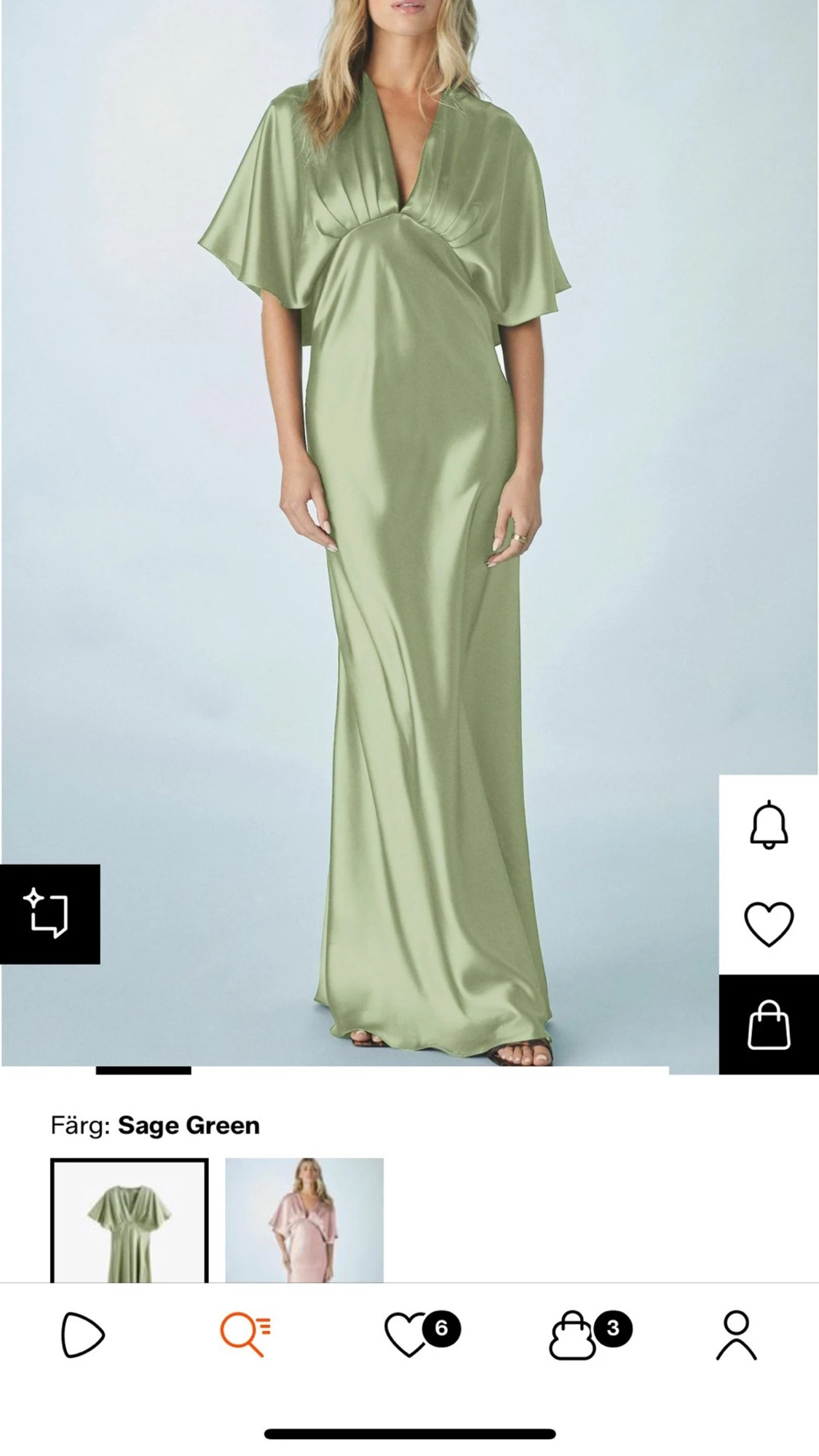 Ljusgrön maxiklänning i satin