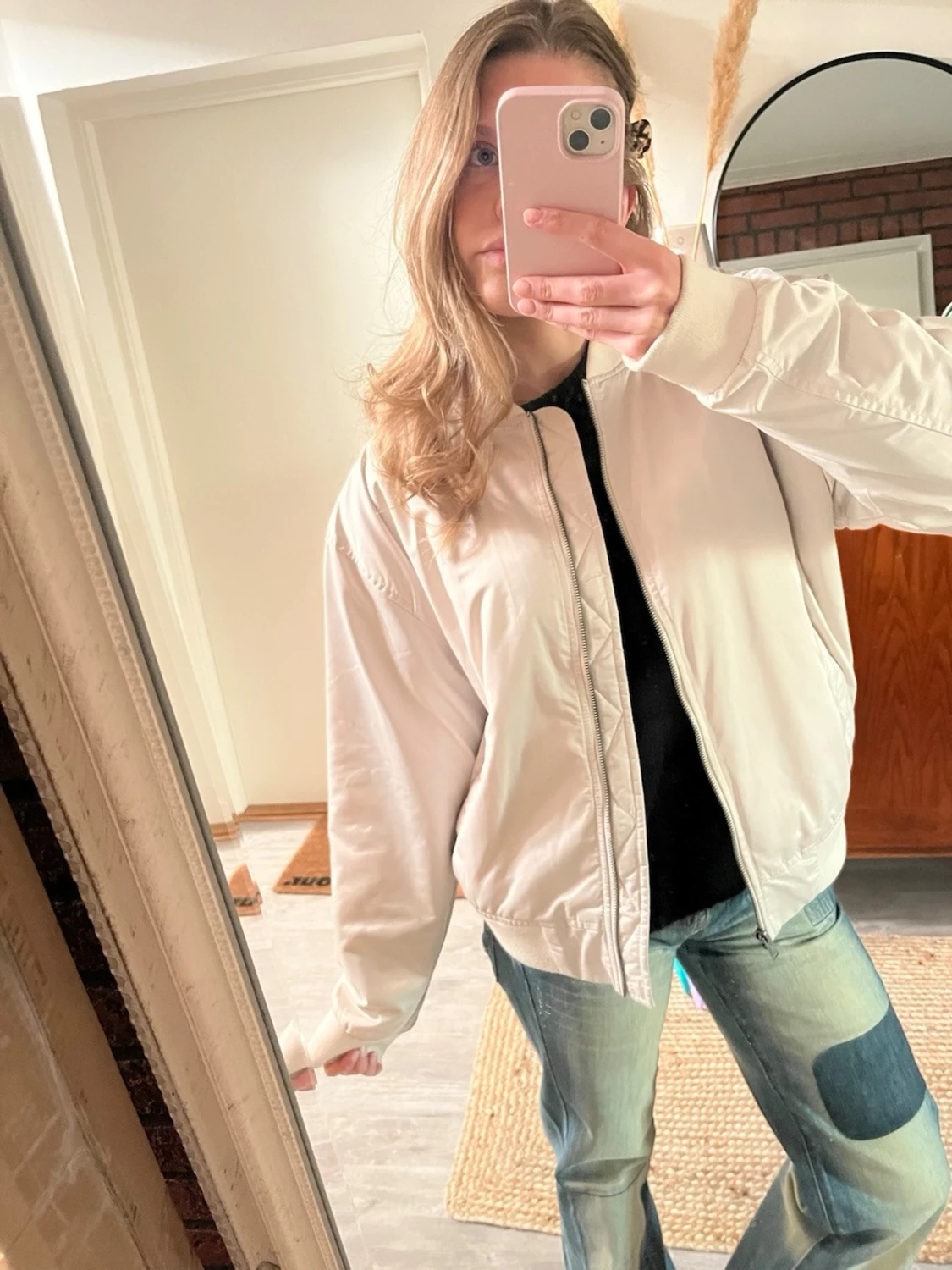 Vit bomberjacka med dragkedja - 2