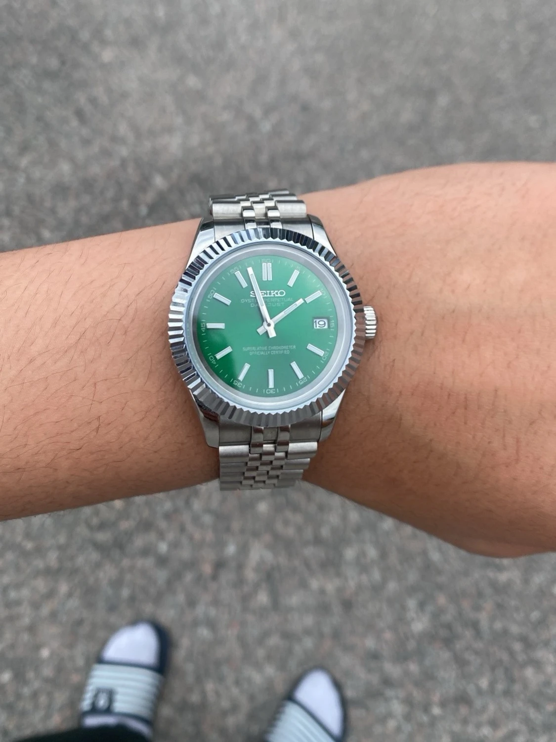 Seiko klocka med grön urtavla - 3