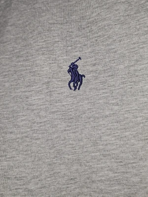 Grå t-shirt från Polo Ralph Lauren - Snygg grå t-shirt från Polo Ralph Lauren med klassisk mörkblå broderad logga på bröstet. T-shirten har rund halsringning och är tillverkad i mjuk bomull för en skön känsla. Perfekt basplagg för en clean och stilren look. Är öppen för prisförslag vid snabb försäljning.