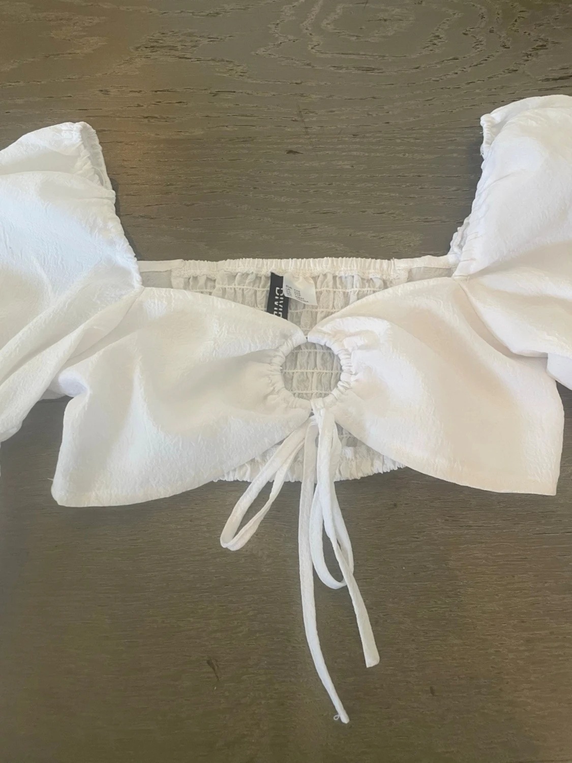 Vit croppad blus med puffärmar - 2