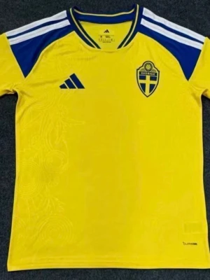 Sverige VM tröja (Hemma tröja) - Säljer Sveriges VM tröja från Adidas med blå detaljer och vita ränder på axlarna. Tröjan har Sveriges landslagsemblem på bröstet och är tillverkad i ett lätt och ventilerande material, perfekt för fotboll eller träning. Du kan bestämma vilken storlek du vill ha!!! Tar ungefär 15-20 dagar för att tröjorna ska komma!!!