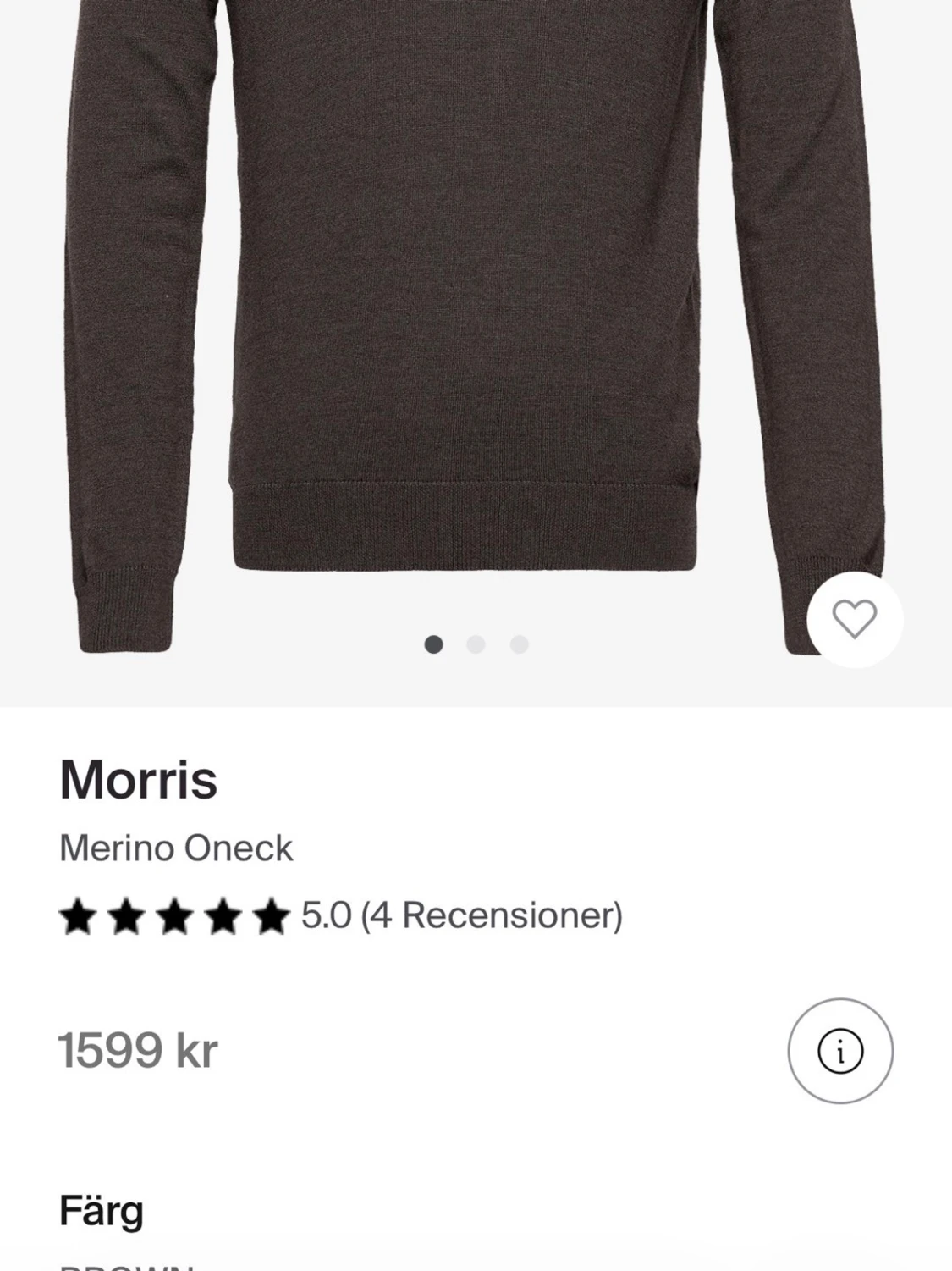 Morris Merino Oneck – Brun – Strl S - 5