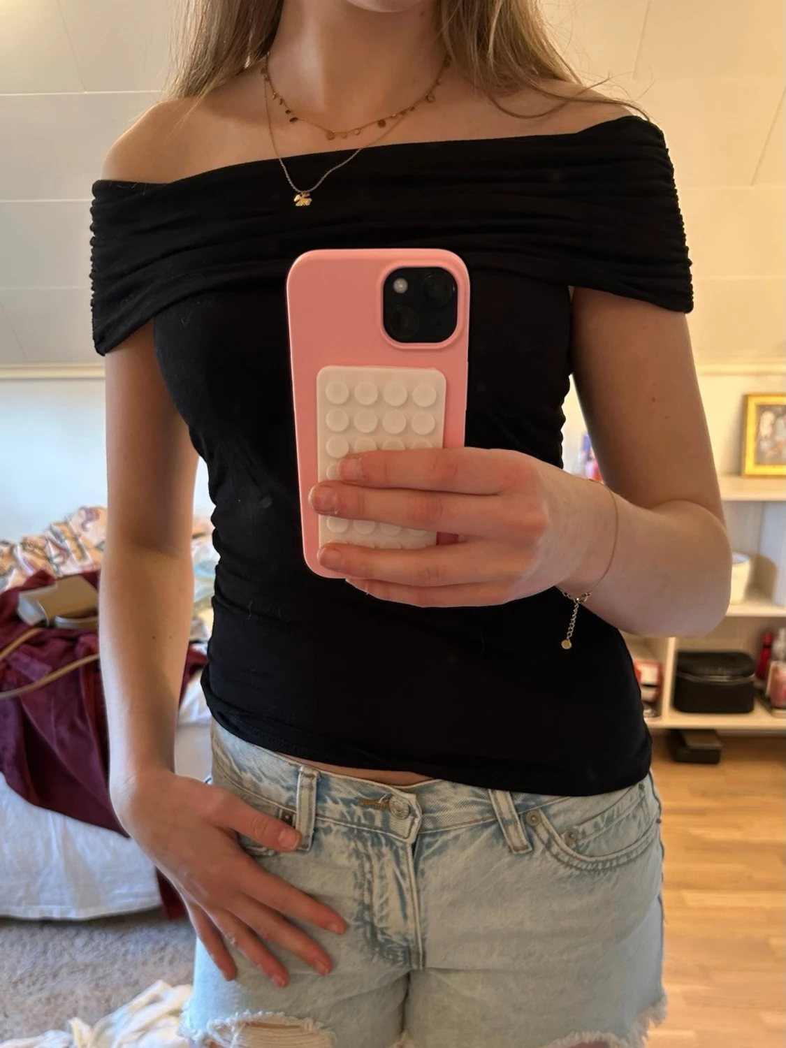 Svart offshoulder topp - 2