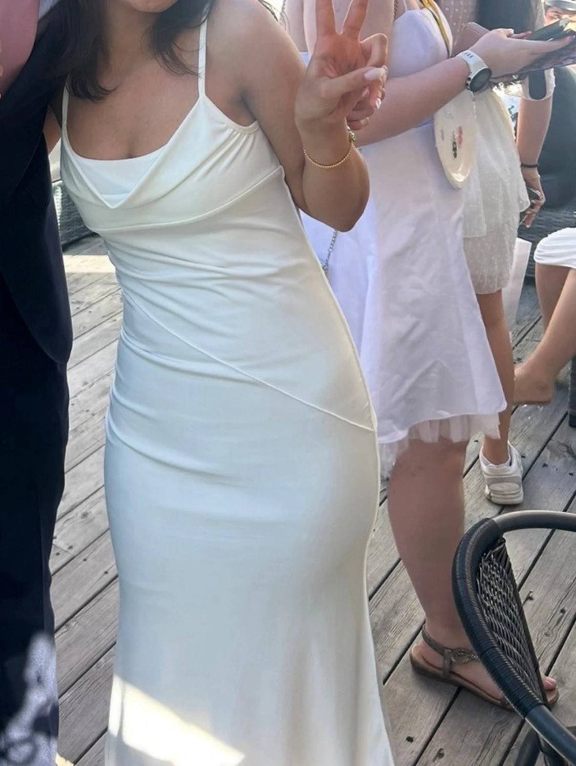 Vit midi slipklänning - 2