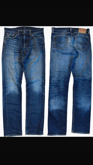 Levis 511 - Tvärfeta mörkblåa 511or med sällsynta och unika slitningar och tvätt. Liten reva på sätet (bild 3), men något som är enkelt att laga. Annars mycket gott skick, pris kan diskuteras. W32 L34