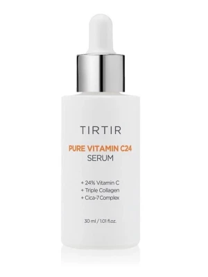 TIRTIR Pure Vitamin C24 Serum - TIRTIR Pure Vitamin C24 Serum är ett ansiktsserum med 24% vitamin C, trippel kollagen och Cica-7 Complex. Kommer i en vit flaska med pipett och silverfärgat lock. Perfekt för dig som vill boosta huden med glow och näring.