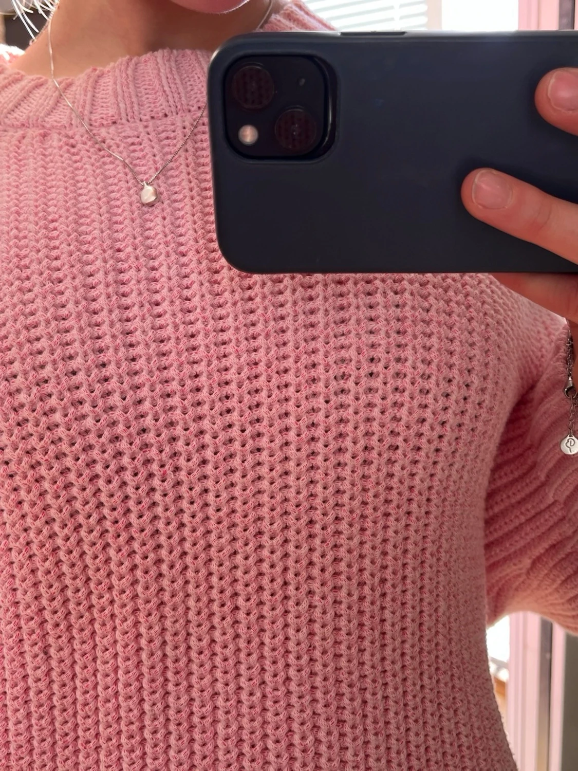 Ljusrosa stickad tröja - 1
