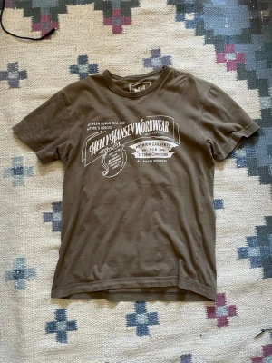 Brun Helly Hansen t-shirt - Snygg brun t-shirt från Helly Hansen Workwear med vit tryckt logga och text på bröstet. Klassisk passform med rund hals och korta ärmar. Perfekt för dig som gillar enkel och stilren design. Tillverkad i mjuk bomull för skön känsla.