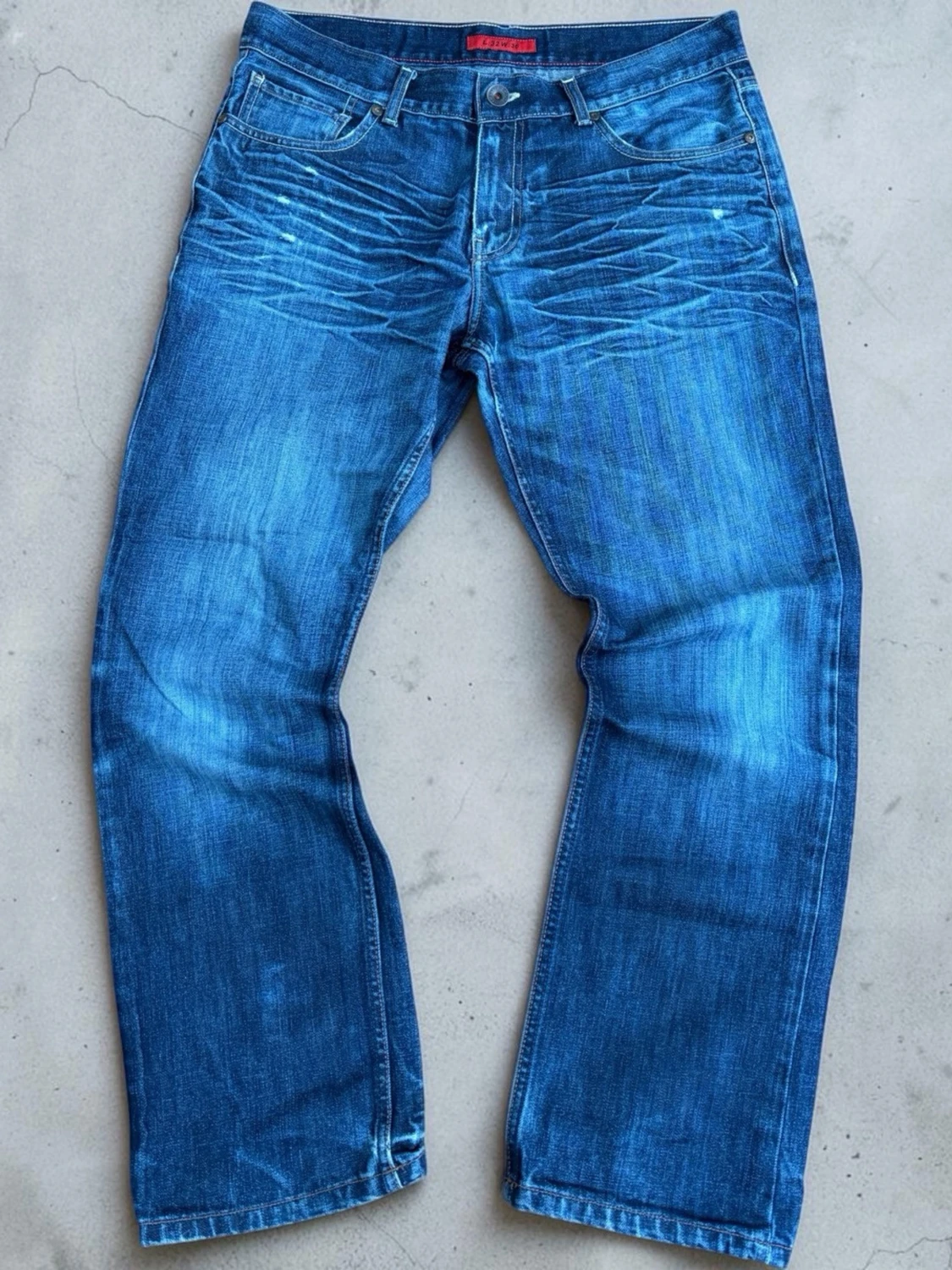 Vintage washed bootcut denim jeans – authentic fade / straight fit