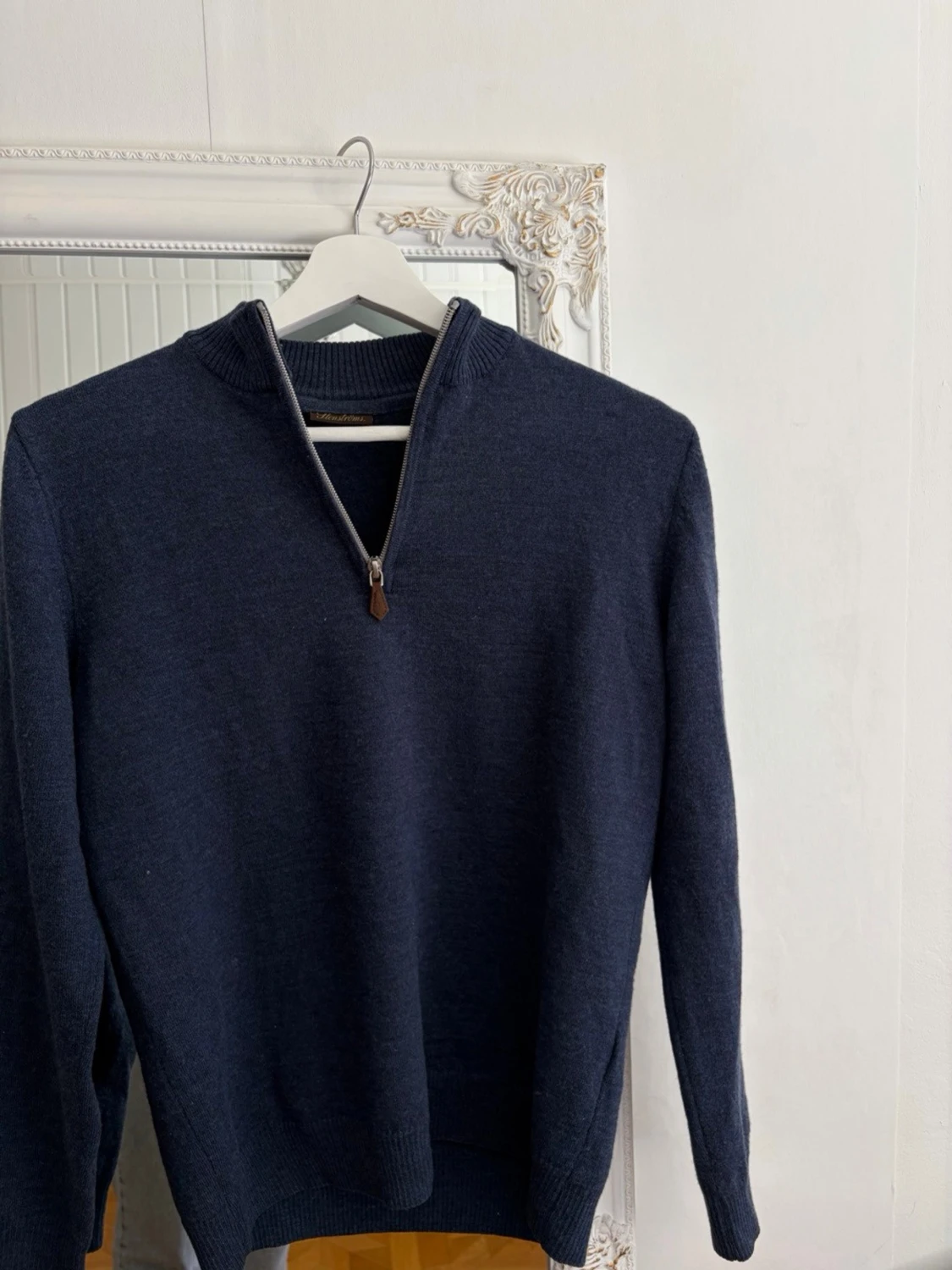 Marinblå merino half zip från Stenströms - 1