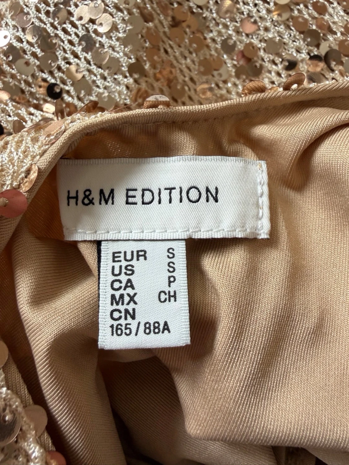  Champagne, Färg-ad paljett maxiklänning H&M - 2