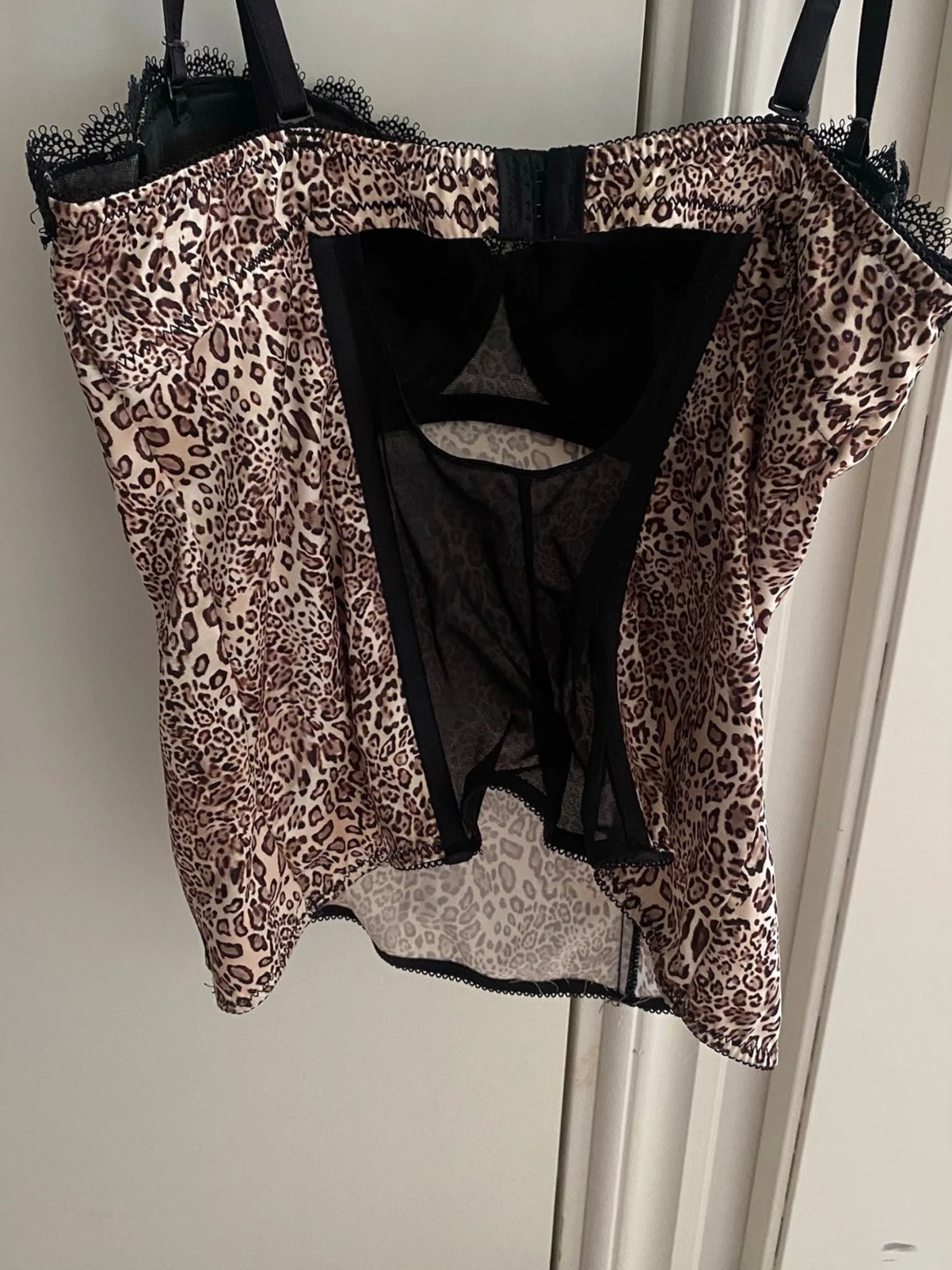 Leopardmönstrad korsett med spets - 2