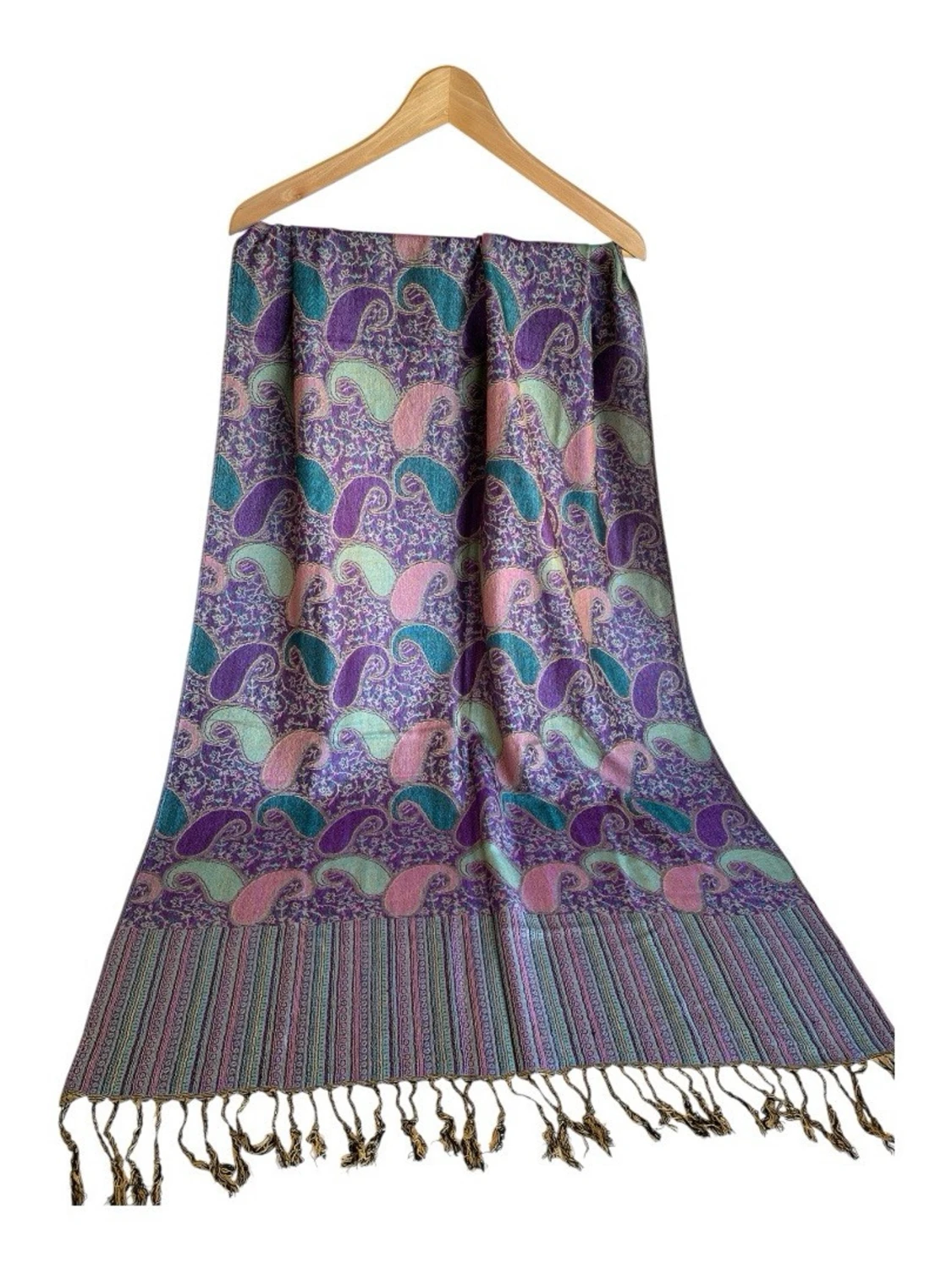 Paisleymönstrad sjal i pastellfärger - 1