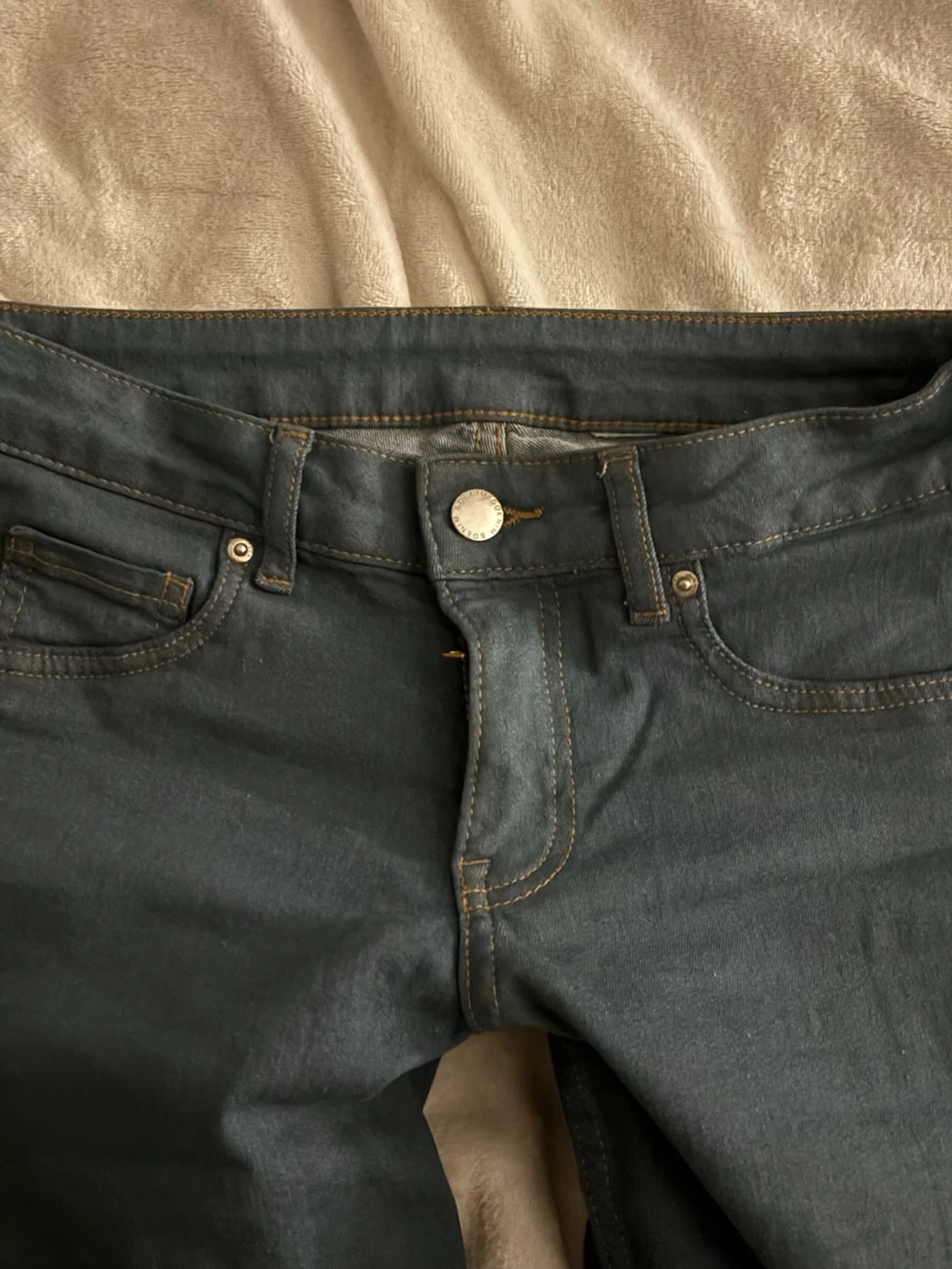 Mörkblå bootcut jeans låg midja - 3