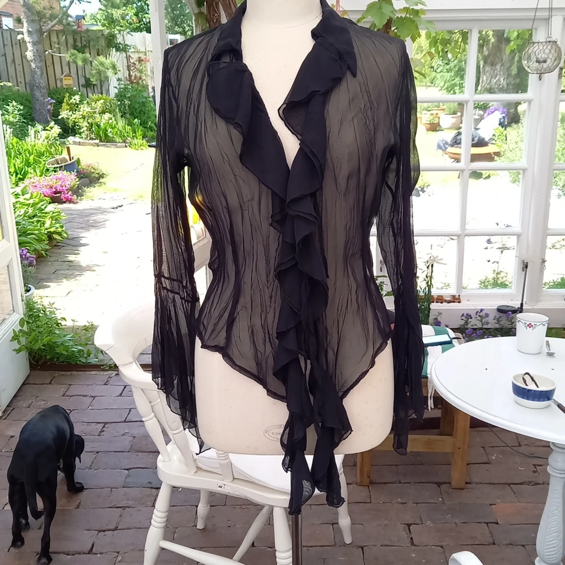 Chiffon/volangblus +virkad topp