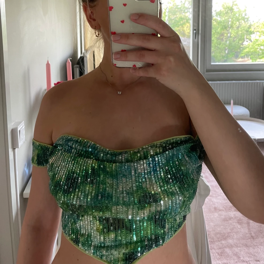 Grön glitter topp - 90