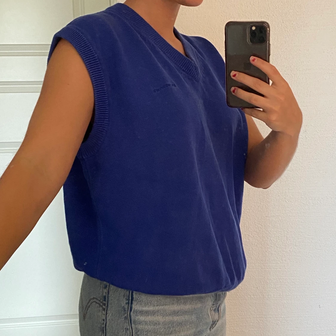 Vintage blå väst strl M - 90