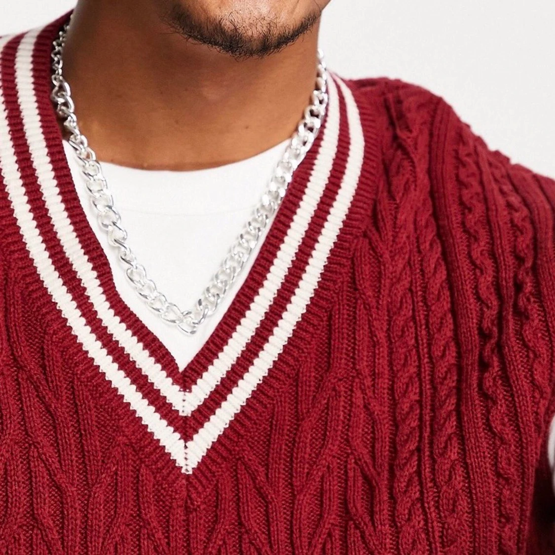 Rött stickat cricketlinne  - 90