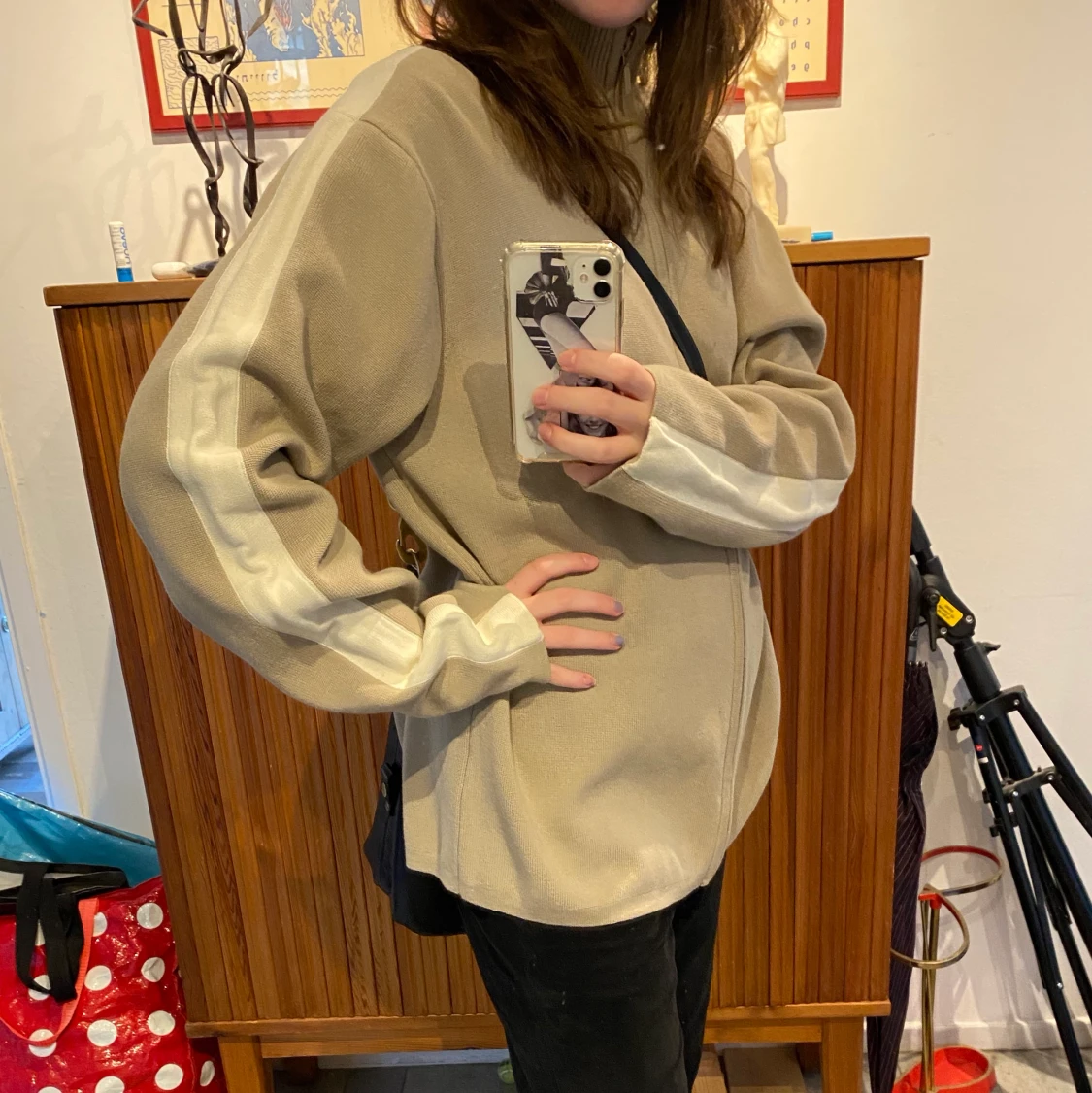 Beige ziphoodie - 90