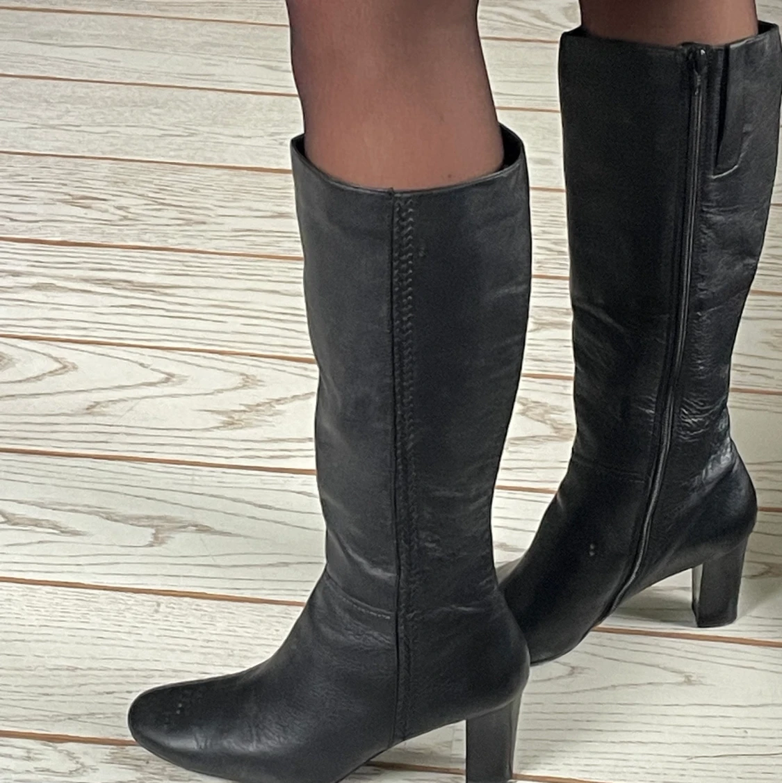 Svarta Ecco läderstövlar  - 91