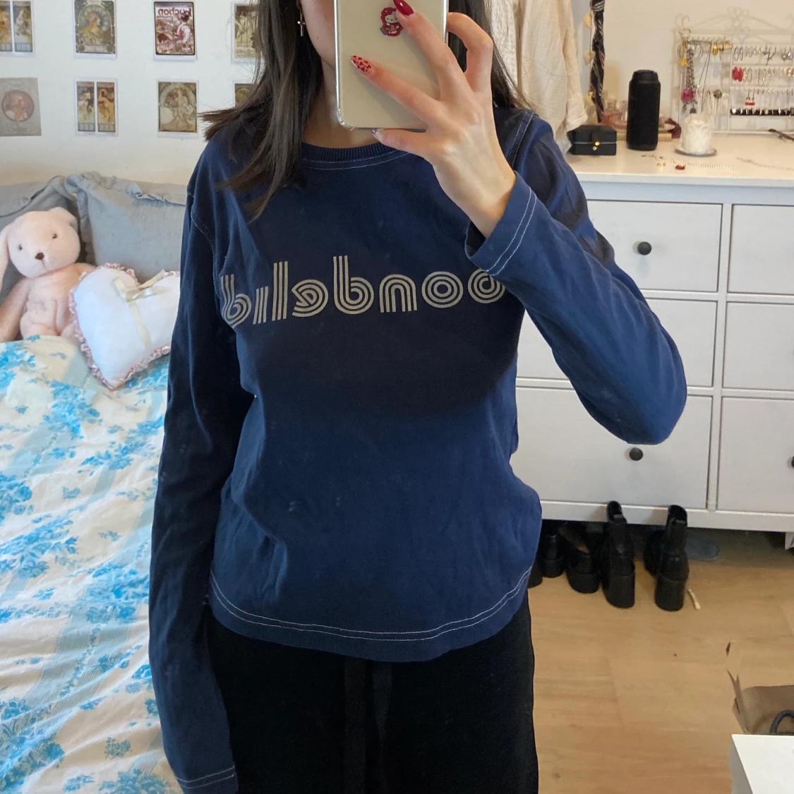 mörkblå långärmad bondelid tröja - 90
