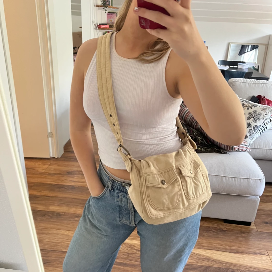 Beige tygväska - 91