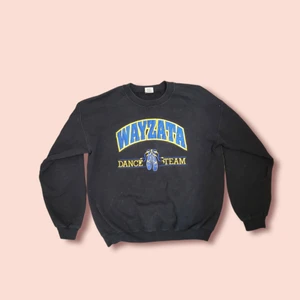 WAYZATA SWEATSHIRT  - Framsida: WAYZATA DANCETEAM. Baksida: Plain. Detaljer: Broderat tryck i bra kvalite. 80% bomull 20%polyester.   ↔️ Bredd: 56cm.   ↕️ Längd: 56 cm.   ↘️ Ärm: 54 cm.   🔄Storlek: S.   🔃Passform: original Storlek M, men passar bättre som oversize S.