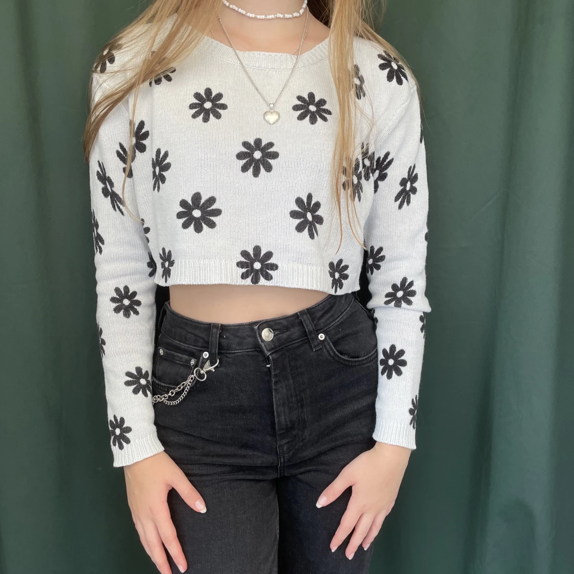 Blommig cropped kofta