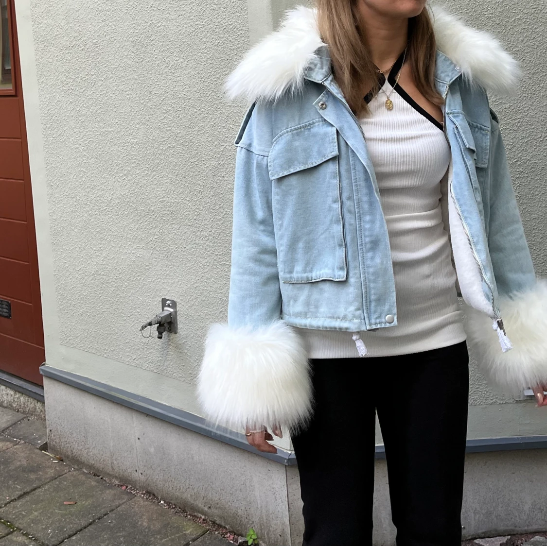 Jeansjacka med päls