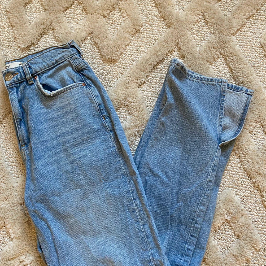 Jeans wide highwaist med slits - 90