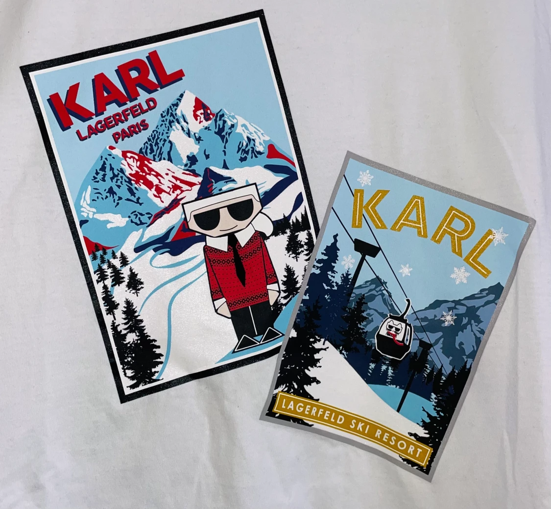 T-shirt med tryck, Karl Lagerfeld, skidtema - 90