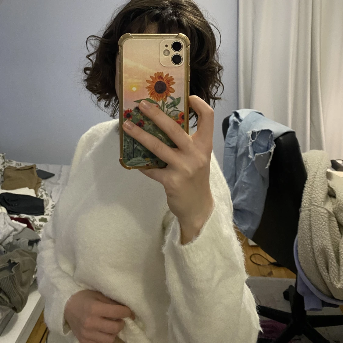 Vit stickad tröja  - 90