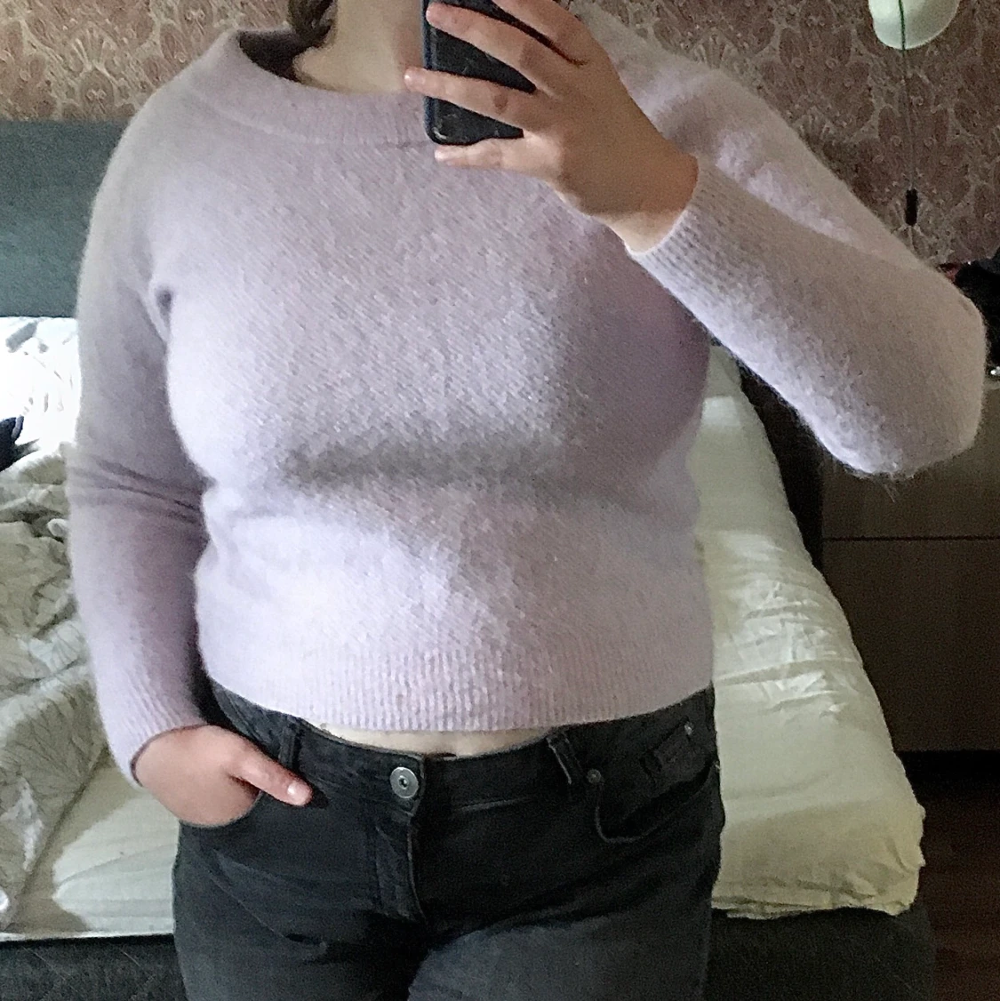 Ljuslila tjocktröja M - 91