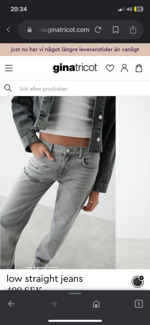 Gina jeans  - Säljer dessa gina jeans i storlek 34 eftersom att de är förstora, skulle kunna byta mot ett annat par i 32(kan vara annan färg oxå) Jeansen är knappt använda så bra skick. Klicka inte på köp nu!!