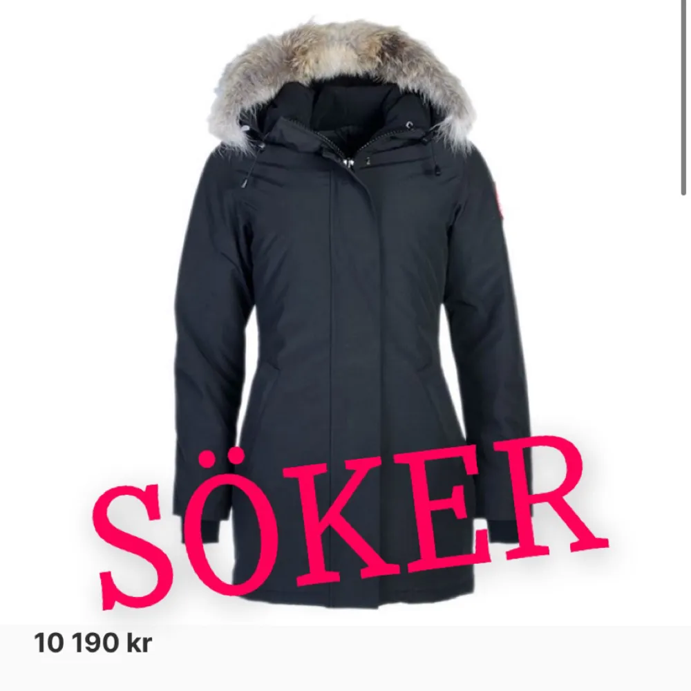 Söker en Canada goose jacka i modellen victoria parka eller shellburne!! Rimligt pris gärna tack och kontakta mig om ni säljer ❤️ storlek xxs eller xs inget annat. Kan mötas upp i Göteborg eller annars skickas genom post. Jackor.