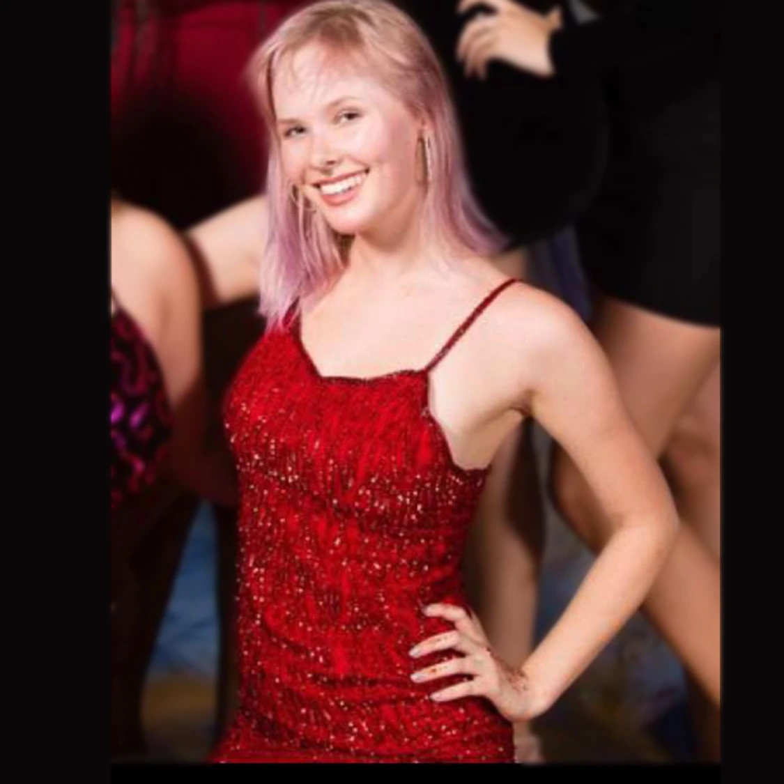 Red Sequin Vintage Party Dress - 90