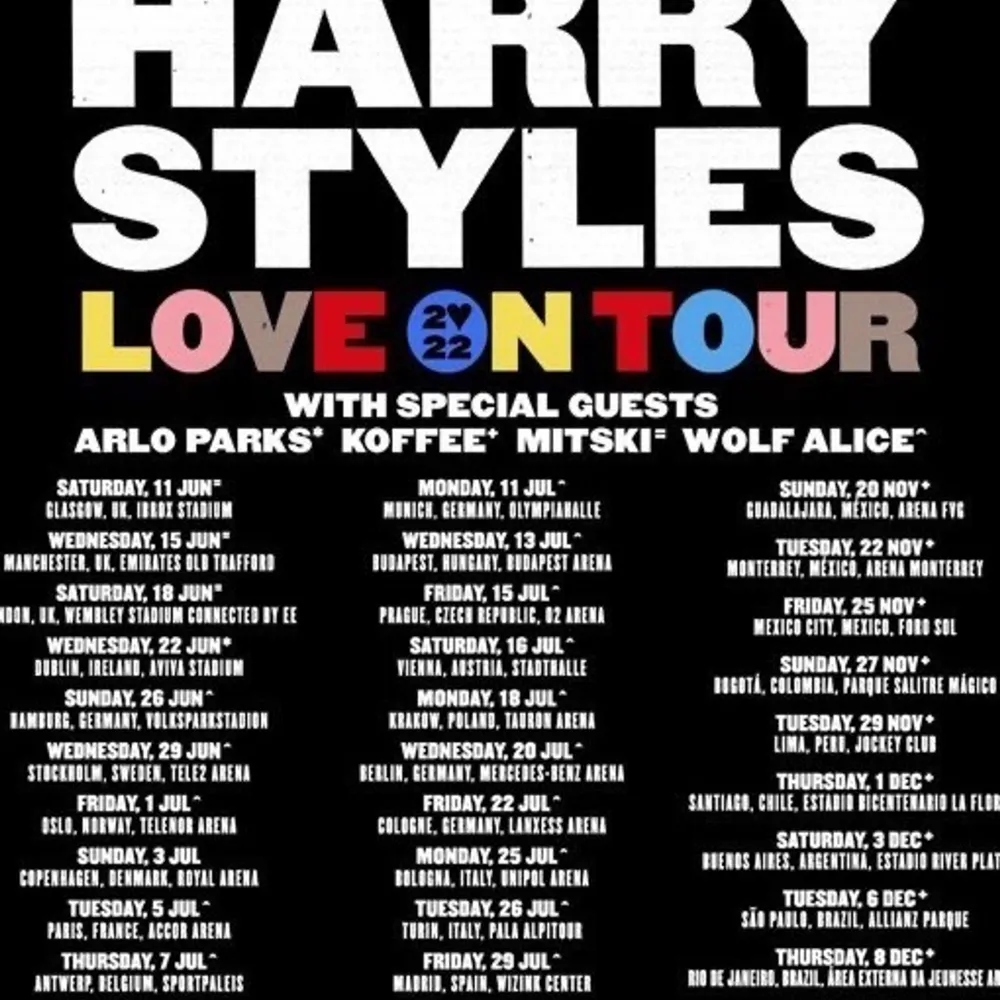 Hejsan! Jag och min kompis säljer våra biljetter för ståplats till Harry Styles: Love On Tour - Tele2 Arena, Stockholm. Onsdag den 29 juni. Detta p.g.a. personliga förhinder. Vi vill gärna bli av med dem så de gärna används! Hör av er så diskuterar vi pris! . Övrigt.