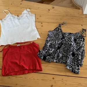 Linnen - Vitt linne Bok strl XS, rött linne strl S, mönstrat linne Gina Tricot strl S